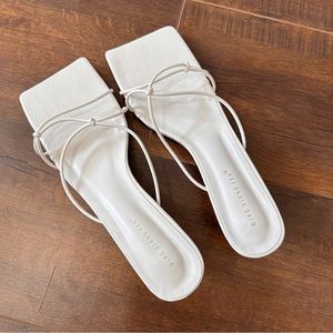 white croc-effect strappy kitten heel sandals